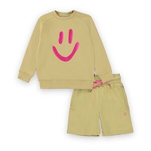 Molo Mike Smiley Sweatshirt & Alw Shorts Set ~ Cardboard/Pink size 128cm/8 kids